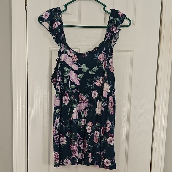 Torrid Blue Ruffled Sleeveless Tank Top - Picture 7 of 11